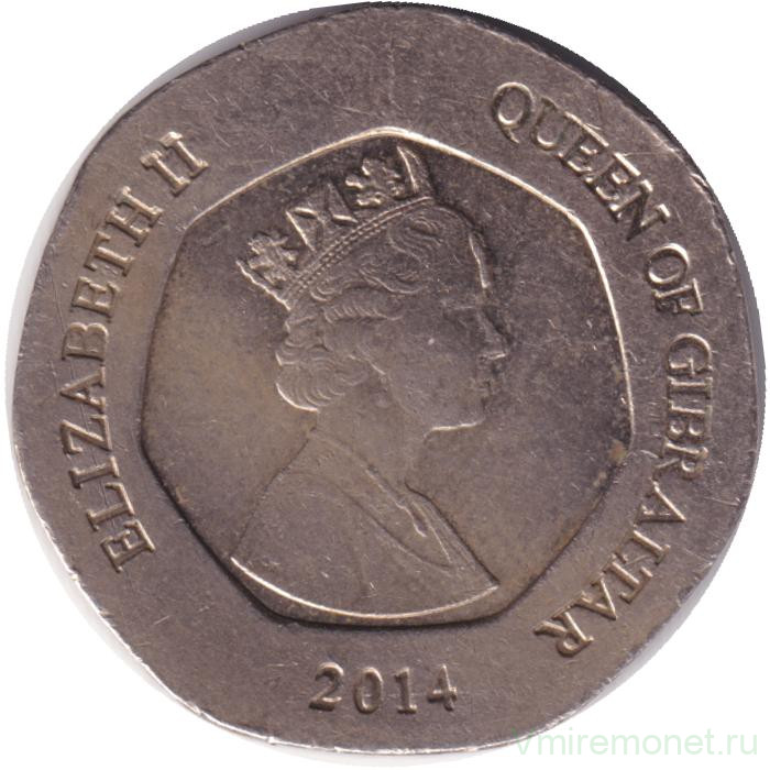 Монета. Гибралтар. 20 пенсов 2014 год.