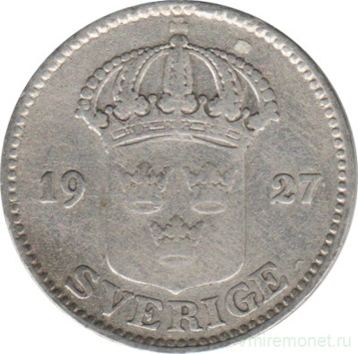 Монета. Швеция. 25 эре 1927 год.