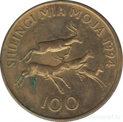 Монета. Танзания. 100 шиллингов 1994 год.