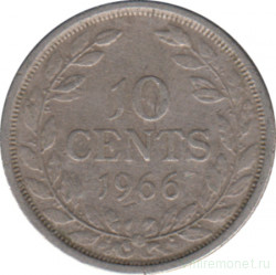 Монета. Либерия. 10 центов 1966 год.