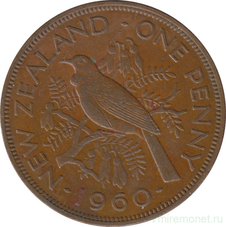 Монета. Новая Зеландия. 1 пенни 1960 год.