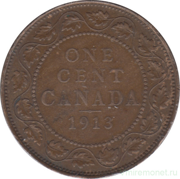 Монета. Канада. 1 цент 1913 год.
