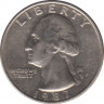  Монета. США. 25 центов 1987 год. Монетный двор P. ав.