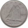 Монета. Канада. 10 центов 1944 год. ав.