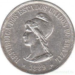 Монета. Бразилия. 500 рейсов 1889 год.
