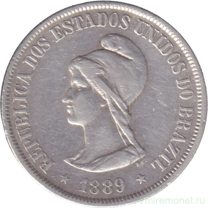 Монета. Бразилия. 500 рейсов 1889 год.