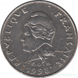 Монета. Французская Полинезия. 10 франков 1998 год.