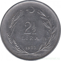 Монета. Турция. 2,5 лиры 1973 год.