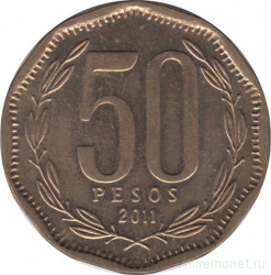 Монета. Чили. 50 песо 2011 год.