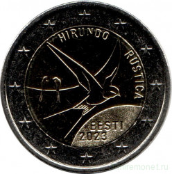 Монета. Эстония. 2 евро 2023 год. Деревенская ласточка.