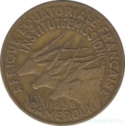 Монета. Французская Экваториальная Африка. Камерун. 5 франков 1958 год.