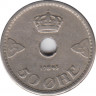  Монета. Норвегия. 50 эре 1945 год. ав.