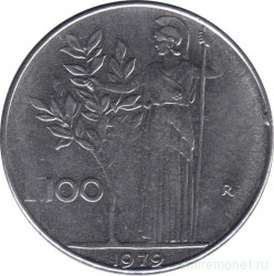 Монета. Италия. 100 лир 1979 год.