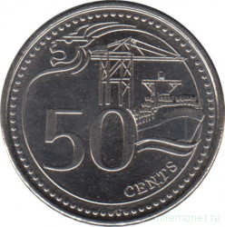 Монета. Сингапур. 50 центов 2017 год.