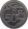 Монета. Сингапур. 50 центов 2017 год. ав.