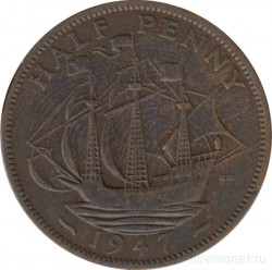 Монета. Великобритания. 1/2 пенни 1947 год.