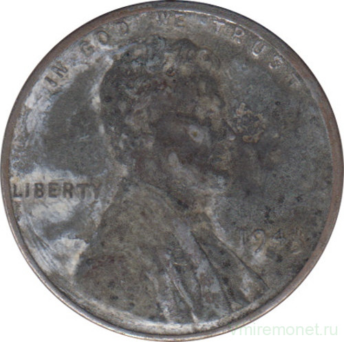 Монета. США. 1 цент 1943 год. Монетный двор S.