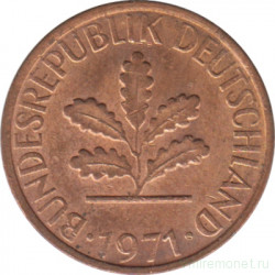 Монета. ФРГ. 1 пфенниг 1971 год. Монетный двор - Гамбург (J).