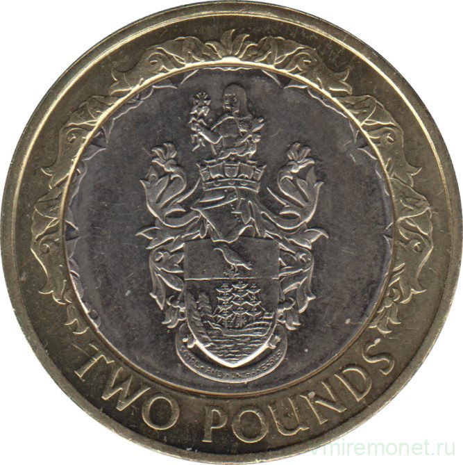 Монета. Острова Святой Елены и Вознесения. 2 фунта 2006 год.