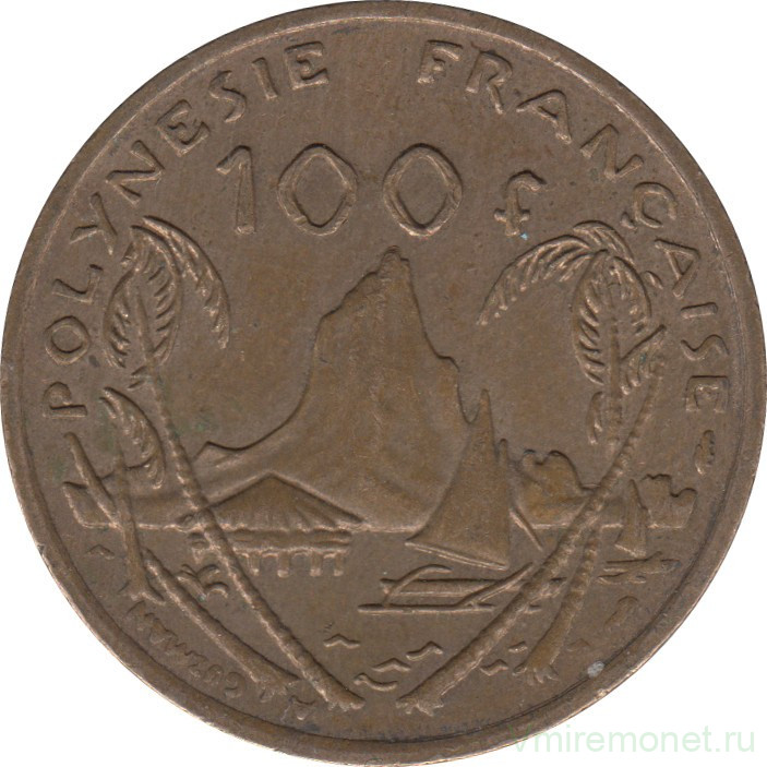 Монета. Французская Полинезия. 100 франков 1987 год.