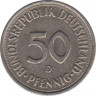 Монета. ФРГ. 50 пфеннигов 1950 год. Монетный двор - Мюнхен (D). рев.