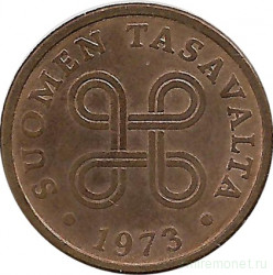 Монета. Финляндия. 5 пенни 1973 год.