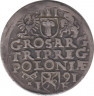 Монета. Польша. 3 гроша 1591 год. (IF). рев.