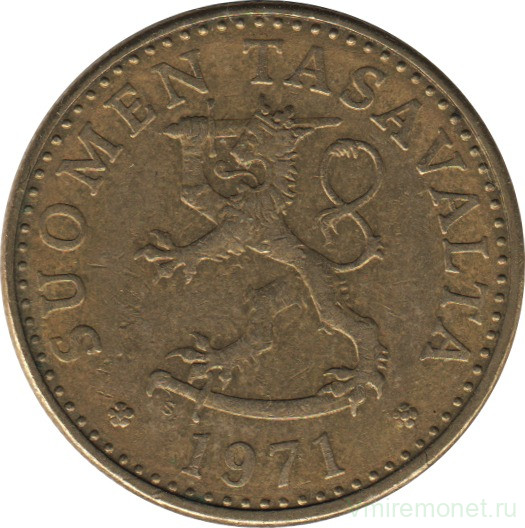 Монета. Финляндия. 20 пенни 1971 год.