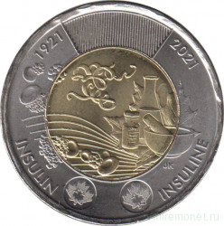 Монета. Канада. 2 доллара 2021 год. 100 лет открытия инсулина.