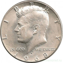 Монета. США. 50 центов 1968 год. Монетный двор D.