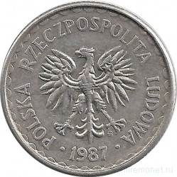 Монета. Польша. 1 злотый 1987 год.