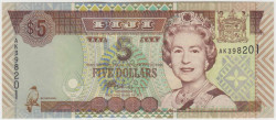 Банкнота. Фиджи. 5 долларов 2002 год. Тип 105b.
