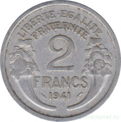 Монета. Франция. 2 франка 1941 год. Алюминий.