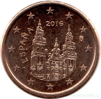 Монета. Испания. 1 цент 2016 год.