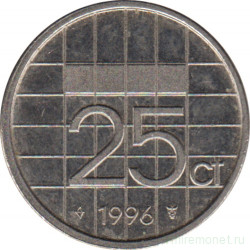 Монета. Нидерланды. 25 центов 1996 год.