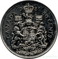 Монета. Канада. 50 центов 1981 год.