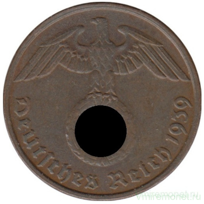 Монета. Германия. Третий Рейх. 2 рейхспфеннига 1939 год. Монетный двор - Мюнхен (D).