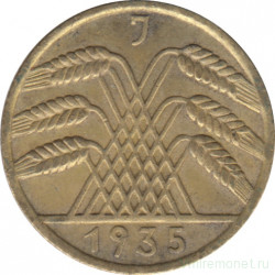 Монета. Германия. Веймарская республика. 10 рейхспфеннигов 1935 год. Монетный двор - Гамбург (J).