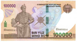 Банкнота. Узбекистан. 100000 сум 2019 год.