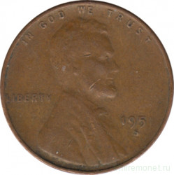 Монета. США. 1 цент 1951 год. Монетный двор S.