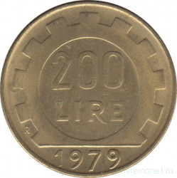 Монета. Италия. 200 лир 1979 год.