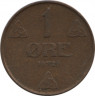 Монета. Норвегия. 1 эре 1928 год. ав.