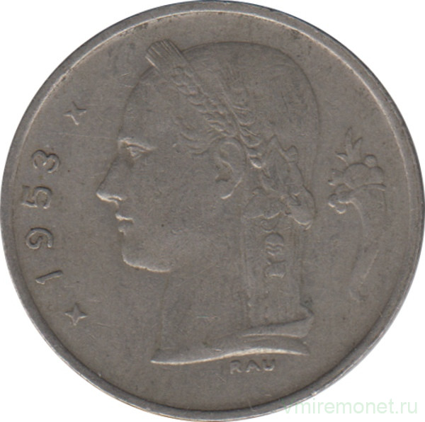 Монета. Бельгия. 1 франк 1953 год. BELGIE.