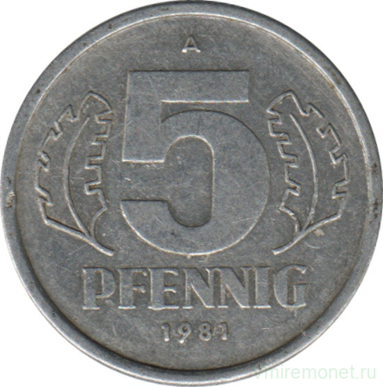 Монета. ГДР. 5 пфеннигов 1981 год.