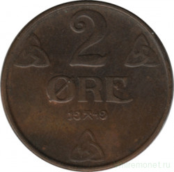 Монета. Норвегия. 2 эре 1949 год.