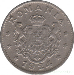 Монета. Румыния. 1 лей 1924 год. Монетный двор - Брюссель.