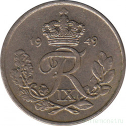Монета. Дания. 10 эре 1949 год.