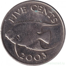 Монета. Бермудские острова. 5 центов 2003 год.