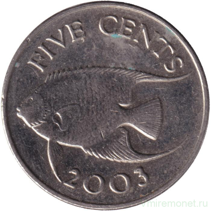 Монета. Бермудские острова. 5 центов 2003 год.