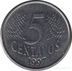 Монета. Бразилия. 5 сентаво 1997 год.